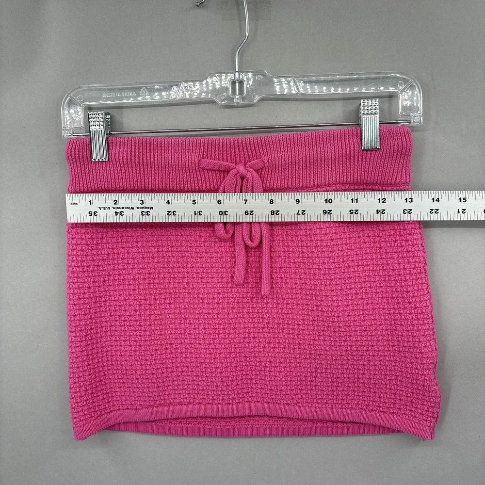 Dodo Bar Or Skirt Small 40 Pink‎ Textured Knit Mini Drawstring Pas Pour T Waffle